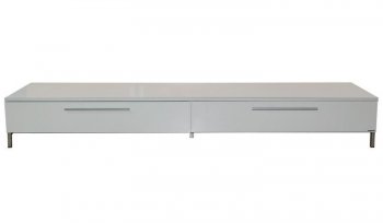 White or Walnut Finish Modern Media Unit w/Stainless Steel Legs [NVTV-Griffith-HGSD154-White]