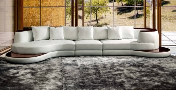 Rodus Sectional Sofa in White Leather by VIG w/Optional Chaise [VGSS-Rodus White]