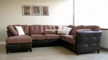 Vintage Style Leather and Microfiber Sectional Sofa [AWSS-Bella]