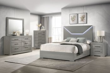 Ives Bedroom Set 5Pc 224971 in Gray High Gloss by Coaster [CRBS-224971 Ives]