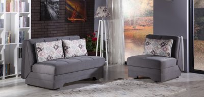 Twist Pure Gray Loveseat Sleeper by Istikbal