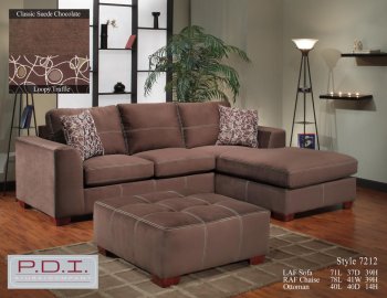 Chocolate Fabric Modern Sectional Sofa w/Optional Ottoman [CHFSS-V3-7212 Stamford]