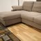 Tan Twill Fabric Modern Sectional Sofa w/Black Wooden Legs