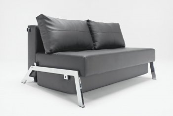 Cubed Convertible Sofa Bed Black Leatherette by Innovation [INSB-Cubed-Deluxe Black 582]