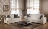 Kobe Escudo Cream Leatherette Modern Sofa w/Options