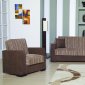 Dark Brown Fabric Contemporary Living Room w/Sleeper Sofa