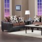 Chocolate Fabric & Dark Brown Vinyl Modern Loveseat and Sofa Set