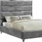 Zuma Upholstered Bed in Grey Velvet Fabric by Meridian