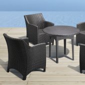 Black Modern 5pc Outdoor Dinette Set w/Weave Top Table