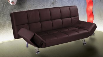 Brown Leatherette Modern Convertible Sofa Bed w/Metal Legs [AHUSB-Bica-Brown]