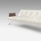 White Full Leatherette Modern Convertible Sofa Bed w/Walnut Arms