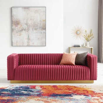 Charisma Sofa in Maroon Velvet Fabric by Modway w/Options [MWS-3886 Charisma Maroon]