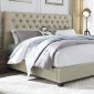 100-BR Upholstered Sleigh Bed in Natural Linen Fabric by Liberty