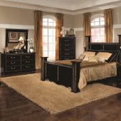 Black Finish Traditional Bedroom w/Fluted Posts & Options