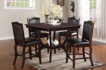 F2291 5Pc Counter Ht Dining Set in Dark Cherry by Poundex [PXDS-F2291-F1346]