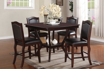 F2291 5Pc Counter Ht Dining Set in Dark Cherry by Poundex