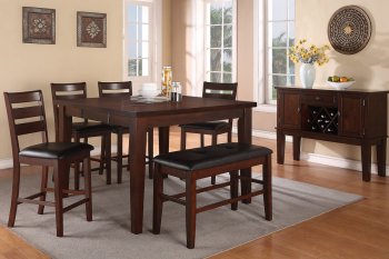 F2208 Dining Set Counter Height 5Pc Walnut by Poundex w/Options [PXDS-F2208]