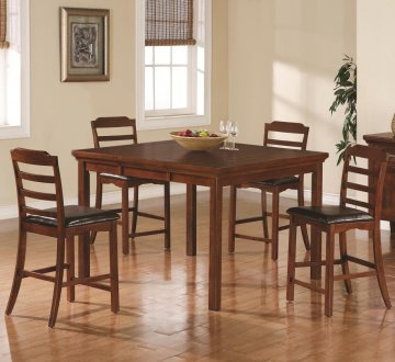 Medium Brown Finish Classic 5Pc Counter Height Dining Set