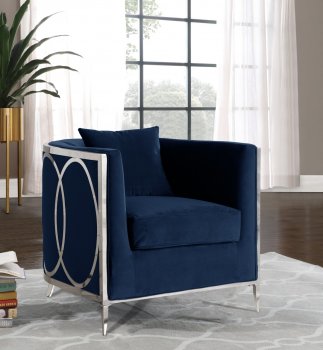 Circa Accent Chair 573 in Navy Velvet Fabric by Meridian [MRCC-573 Circa Navy]