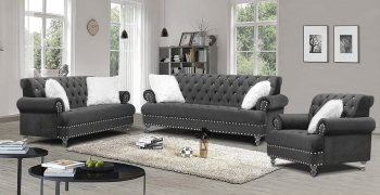 U5266 Sofa & Loveseat Set in Gray Velvet by Global w/Options [GFS-U5266 Gray]