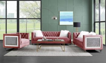 HeiberoII Sofa LV00327 in Pink Velvet by Acme w/Options [AMS-LV00327 HeiberoII]