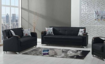 Etro Sofa Bed Convertible in Black Leatherette by Mobista [MTSB-Etro Black]