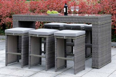 Ismay Counter Ht Outdoor Patio 7Pc Set CM-OT1847 in Gray