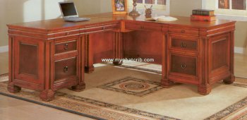 Two Tone Brown Color Home Office Desk [#384U-LORAINE Office Desk]