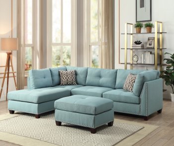 Laurissa Sectional Sofa w/Ottoman 54390 in Light Teal by Acme [AMSS-54390 Laurissa]