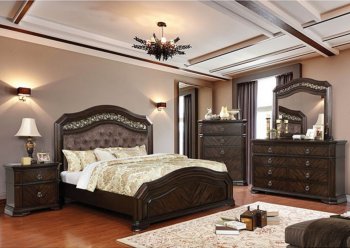 Calliope Bedroom CM7752 w/Fabric Headboard in Espresso w/Options [FABS-CM7752-Calliope]