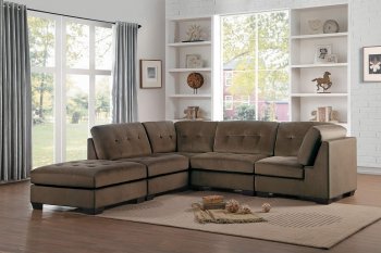 Savarin Sectional Sofa 8226DB in Dark Brown Fabric - Homelegance [HESS-8226DB Savarin]