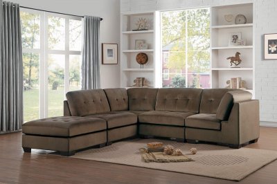 Savarin Sectional Sofa 8226DB in Dark Brown Fabric - Homelegance