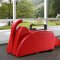 Red Full Leather Ultra Modern Chaise Lounger w/Ottoman