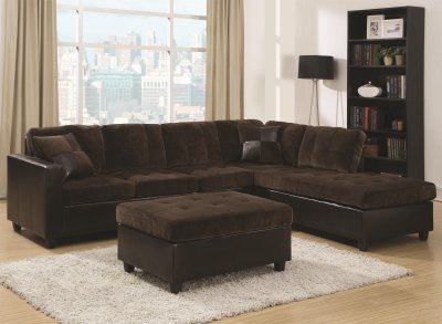 Mallory Sectional Sofa 505645 in Chocolate Fabric by Coaster