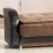 Utica Sofa Bed in Dark Brown Fabric & Black Vinyl w/Options