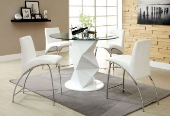 CM8335WH-RPT Halava III White 5Pc Counter Height Dinette Set [FADS-CM8335WH-RPT Halava III]