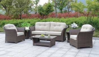 Bowbells 6PC Outdoor Patio Set CM-OS1829BR in Brown & Beige [FAOUT-CM-OS1829BR-Bowbells]