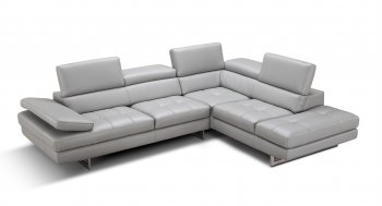 Aurora Sectional Sofa in Light Grey Premium Leather by J&M [JMSS-Aurora-Light Grey]