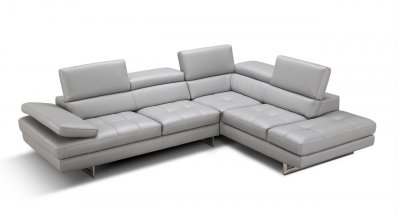 Aurora Sectional Sofa in Light Grey Premium Leather by J&M