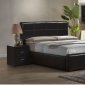 Dark Brown Leather Upholstery Modern Bed