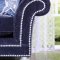 Saﬁya Sofa SM2234 in Navy Fabric w/Side Pillows & Options