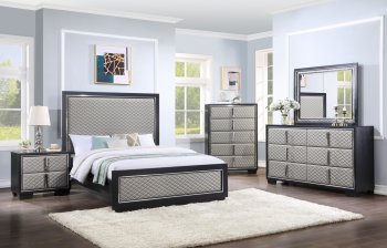 Nicola Bedroom BD01427Q in Silver PU & Black by Acme [AMBS-BD01427Q Nicola]