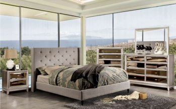 Anabelle 5Pc Bedroom Set CM7677GY in Warm Gray Fabric w/Options [FABS-CM7677GY-Anabelle]