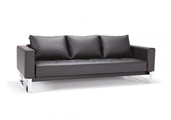 Cassius Black Leatherette Convertible Sofa Bed [INSB-Cassius-Quilt-Deluxe-Black]