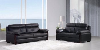 Mackenzie 435005 Sofa & Loveseat in Black Leather by New Spec [NSS-435005 Mackenzie]