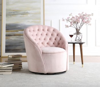 Alessio Accent Chair 501 in Pink Velvet by Meridian [MRCC-501 Alessio Pink]