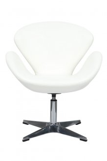 Swan Lounge Chair SW29WL in White Leatherette by LeisureMod