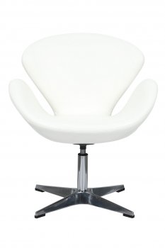 Swan Lounge Chair SW29WL in White Leatherette by LeisureMod [LMCC-SW29WL-Swan White]