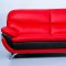 Black and Red Top Grain Leather Upholstery Sofa