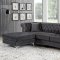 Damian Sectional Sofa 608 in Grey Velvet Fabric by Meridian